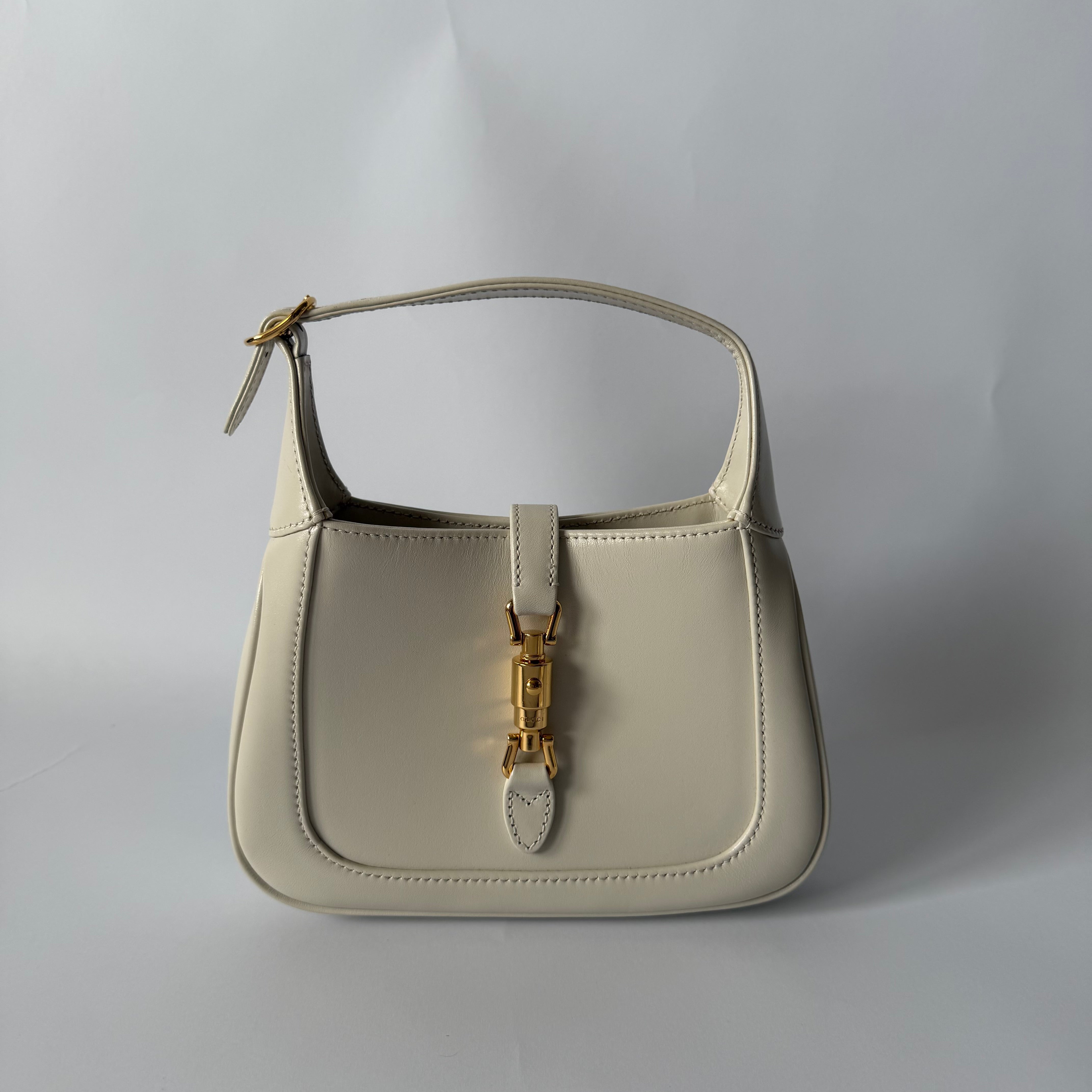 GUCCI White Smooth Leather Jackie 1961 Mini Shoulder Bag