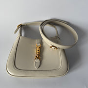 GUCCI White Smooth Leather Jackie 1961 Mini Shoulder Bag