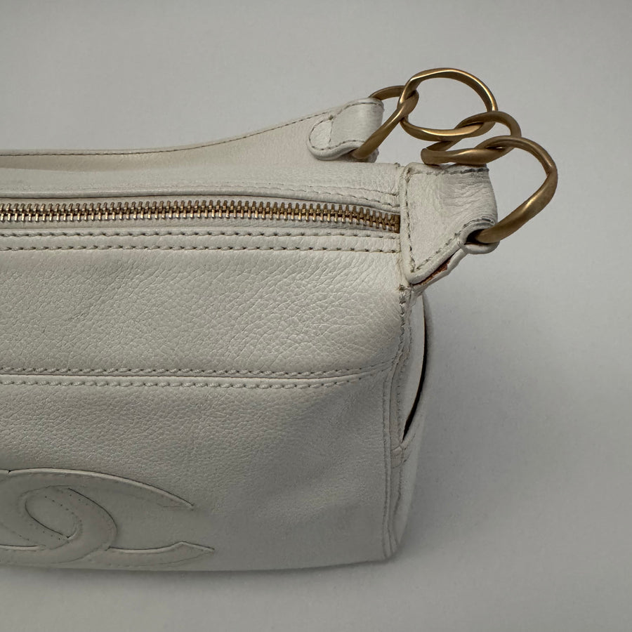 CHANEL Calfskin Timeless CC Shoulder Bag, White