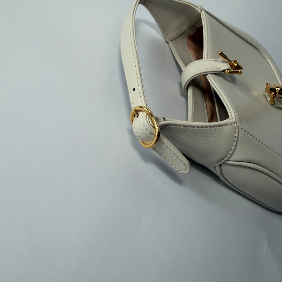 GUCCI White Smooth Leather Jackie 1961 Mini Shoulder Bag