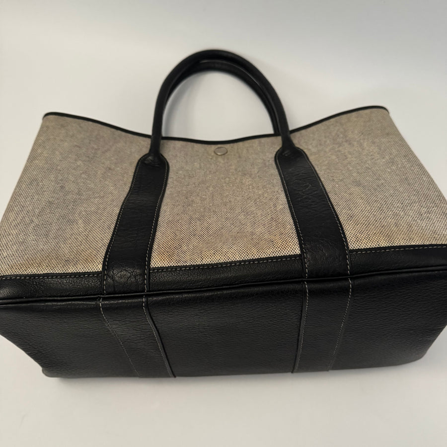 HERMES Toile Negonda Garden Party 36 MM Tote Black Ecru