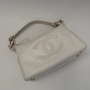CHANEL Calfskin Timeless CC Shoulder Bag, White