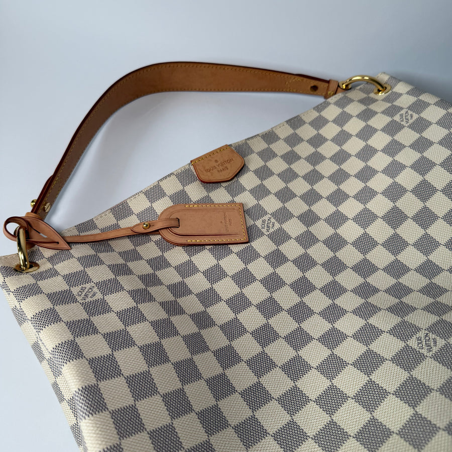 LOUIS VUITTON Damier Azur Graceful MM Rose Ballerine