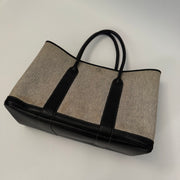 HERMES Toile Negonda Garden Party 36 MM Tote Black Ecru