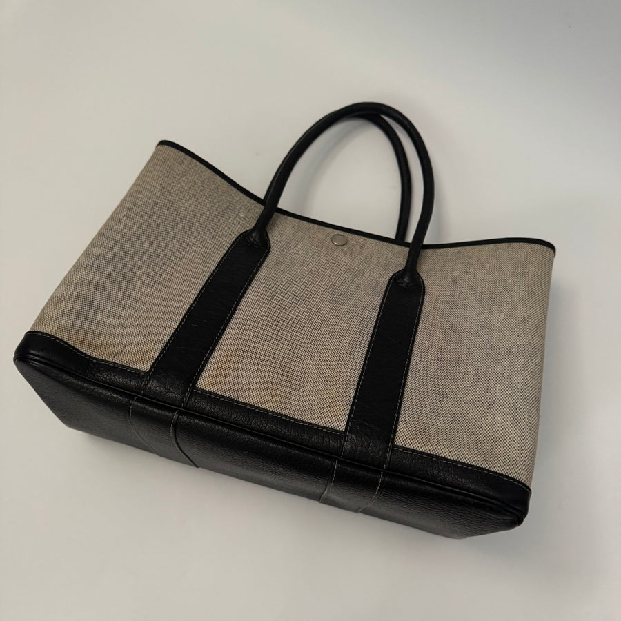 HERMES Toile Negonda Garden Party 36 MM Tote Black Ecru