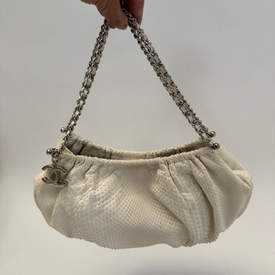 CHANEL Python Croissant Bag Ivory