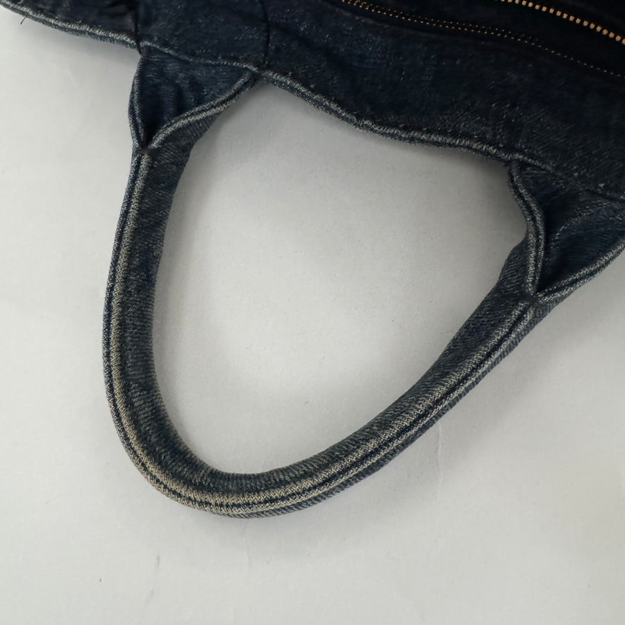PRADA Denim Canapa Logo Tote Bleu
