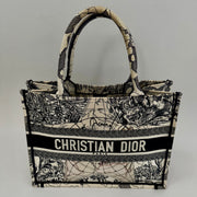 CHRISTIAN DIOR Canvas Embroidered Around The World Book Large Tote Blue