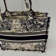 CHRISTIAN DIOR Canvas Embroidered Around The World Book Large Tote Blue