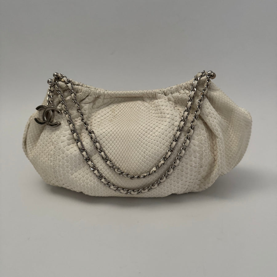 CHANEL Python Croissant Bag Ivory