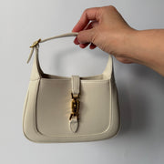 GUCCI White Smooth Leather Jackie 1961 Mini Shoulder Bag