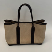HERMES Toile Buffle Gala Garden Party Tote 36 MM Marron Fonce