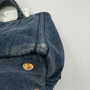PRADA Denim Canapa Logo Tote Bleu