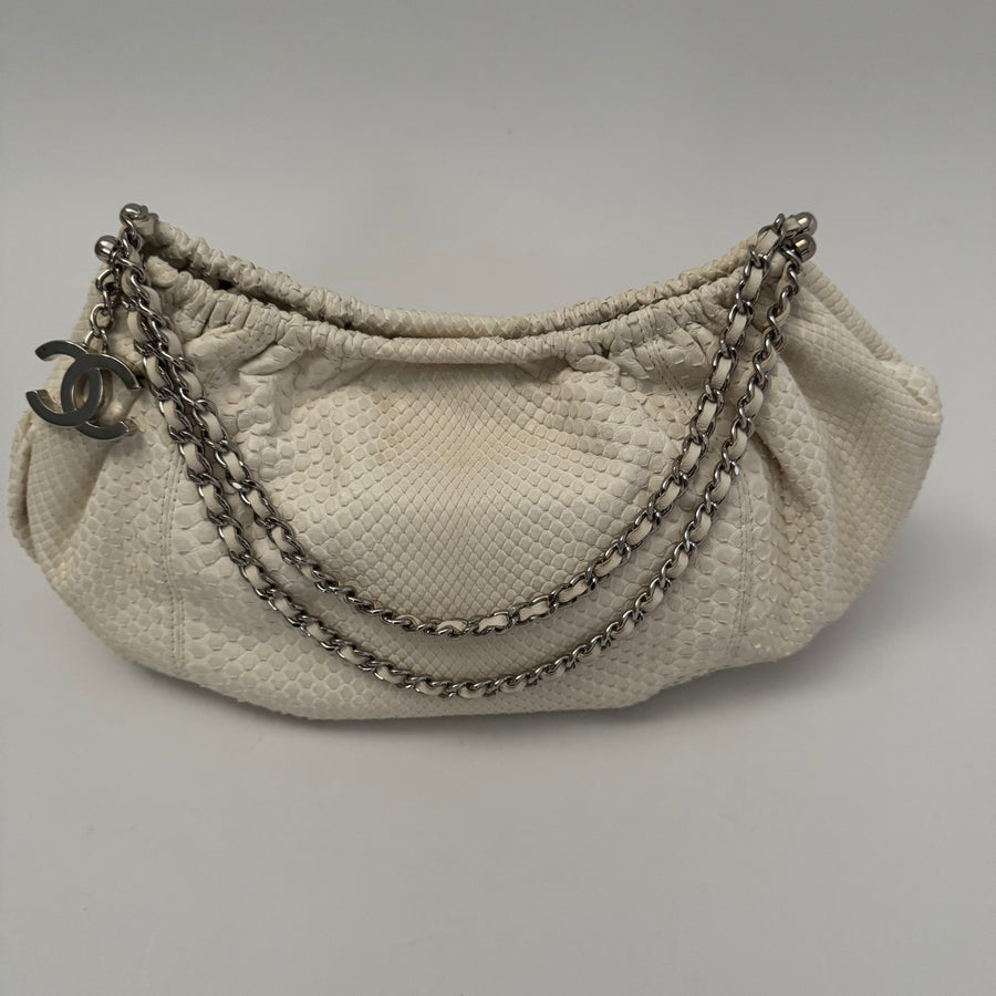 CHANEL Python Croissant Bag Ivory