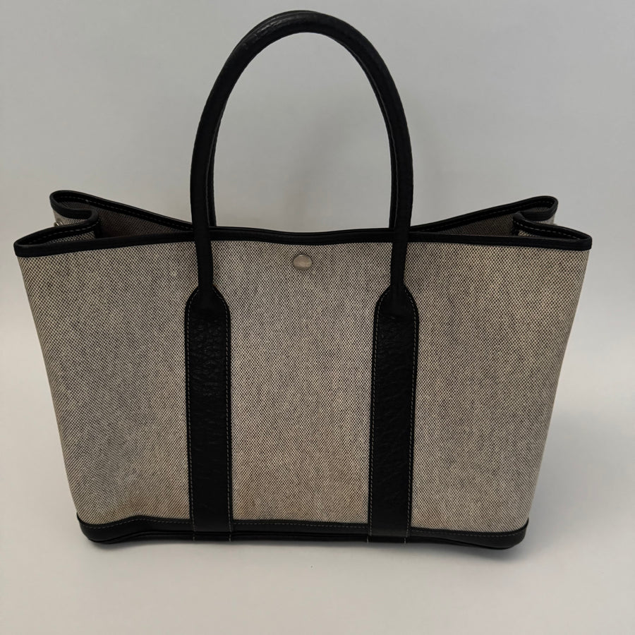 HERMES Toile Negonda Garden Party 36 MM Tote Black Ecru