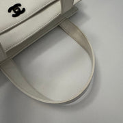 Chanel Vintage CC Lock Tote Caviar Medium White Leather