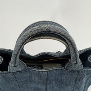 PRADA Denim Canapa Logo Tote Bleu