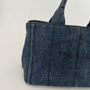 PRADA Denim Canapa Logo Tote Bleu