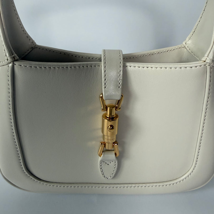 GUCCI White Smooth Leather Jackie 1961 Mini Shoulder Bag