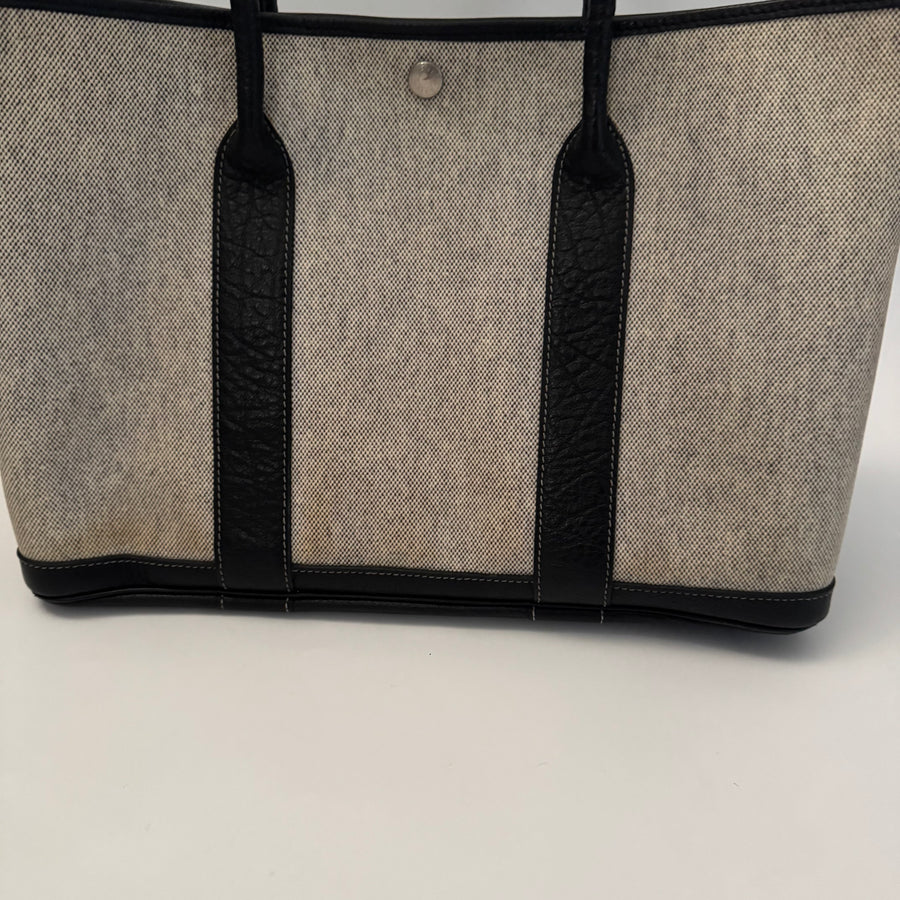 HERMES Toile Negonda Garden Party 36 MM Tote Black Ecru