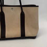 HERMES Toile Buffle Gala Garden Party Tote 36 MM Marron Fonce