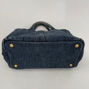 PRADA Denim Canapa Logo Tote Bleu