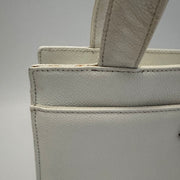 Chanel Vintage CC Lock Tote Caviar Medium White Leather