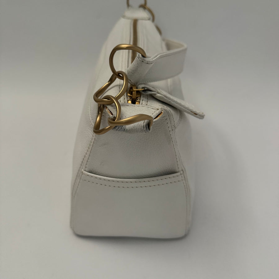 CHANEL Calfskin Timeless CC Shoulder Bag, White