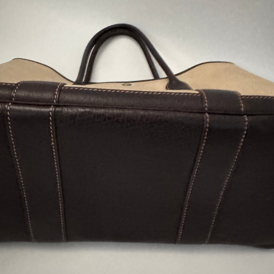 HERMES Toile Buffle Gala Garden Party Tote 36 MM Marron Fonce