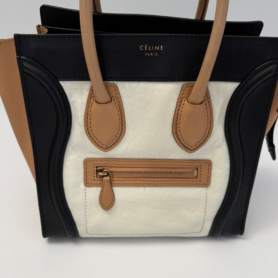 CELINE  Micro Tricolor Calfskin Luggage Tote