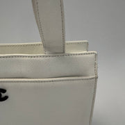 Chanel Vintage CC Lock Tote Caviar Medium White Leather