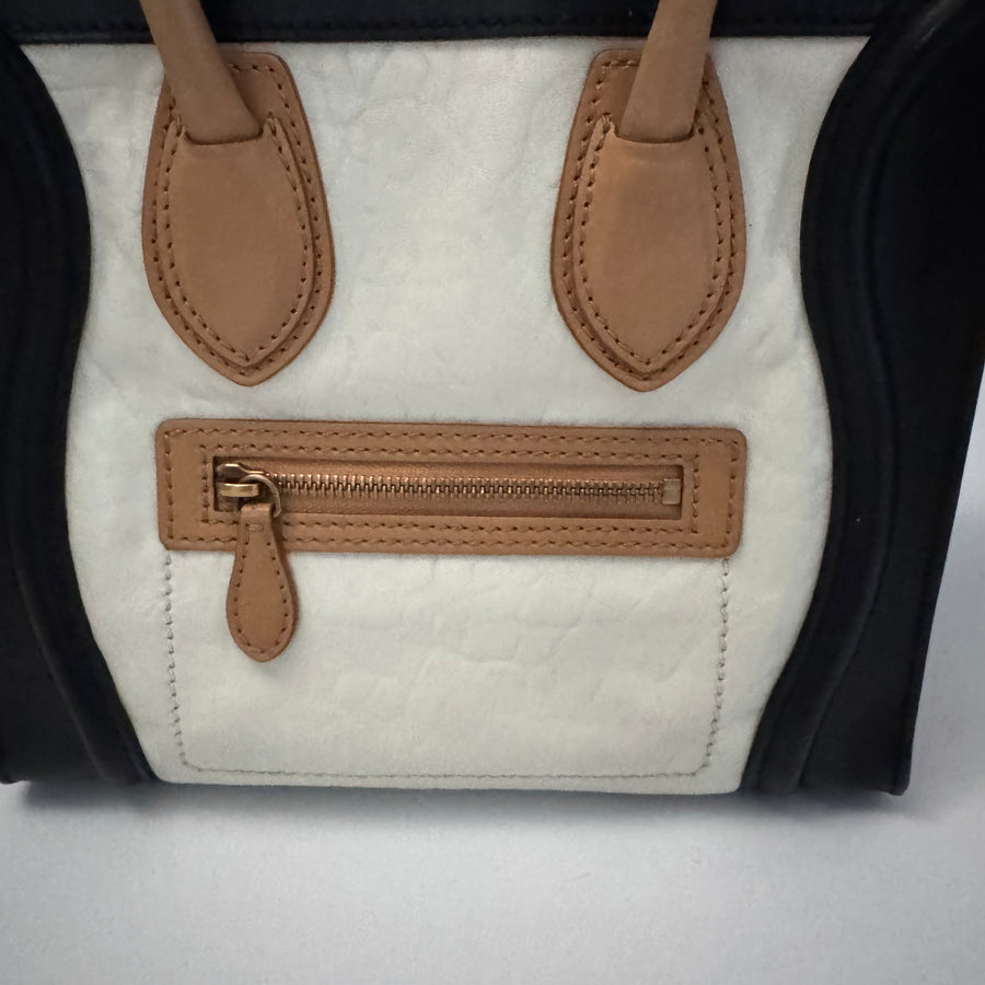 CELINE  Micro Tricolor Calfskin Luggage Tote