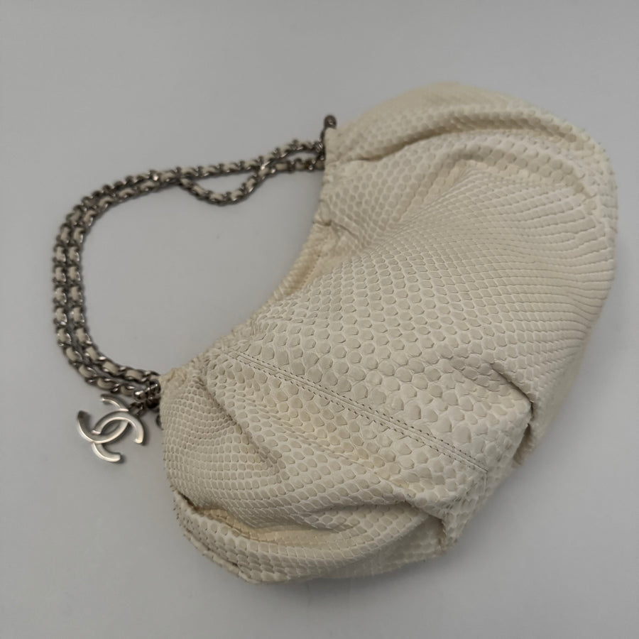 CHANEL Python Croissant Bag Ivory