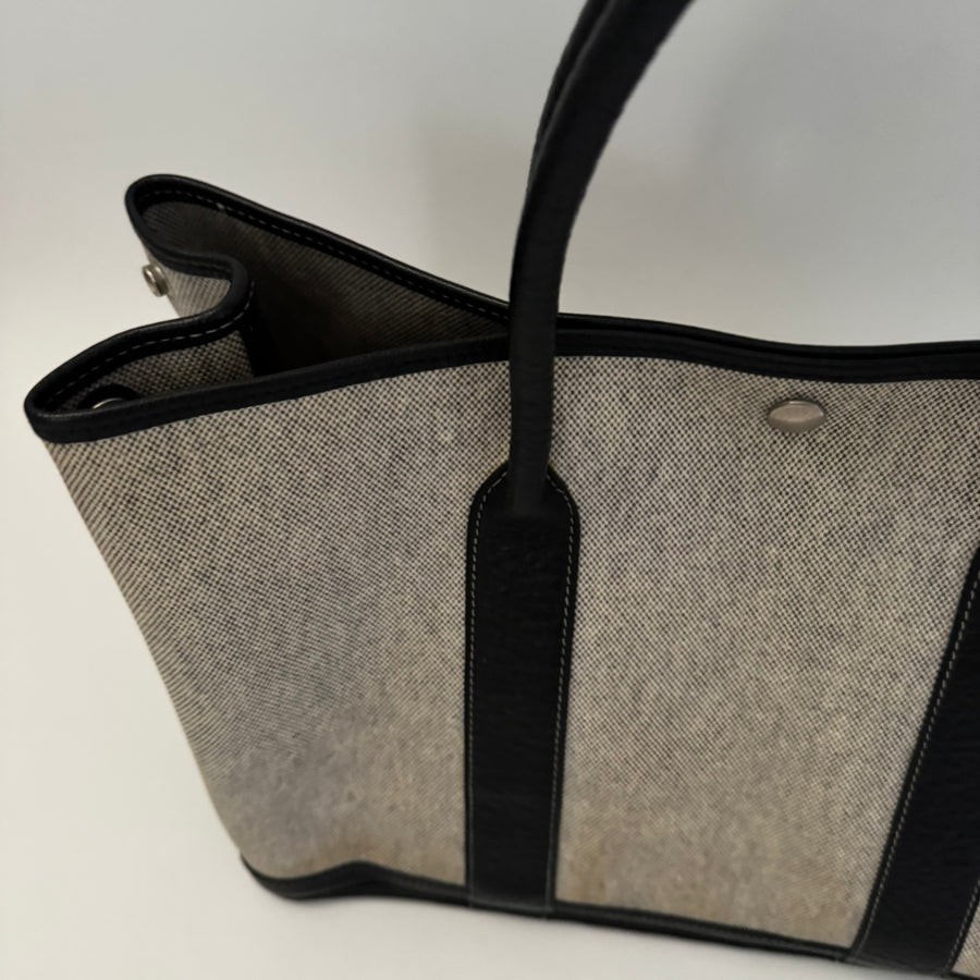 HERMES Toile Negonda Garden Party 36 MM Tote Black Ecru