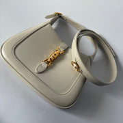 GUCCI White Smooth Leather Jackie 1961 Mini Shoulder Bag