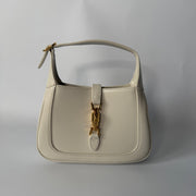 GUCCI White Smooth Leather Jackie 1961 Mini Shoulder Bag
