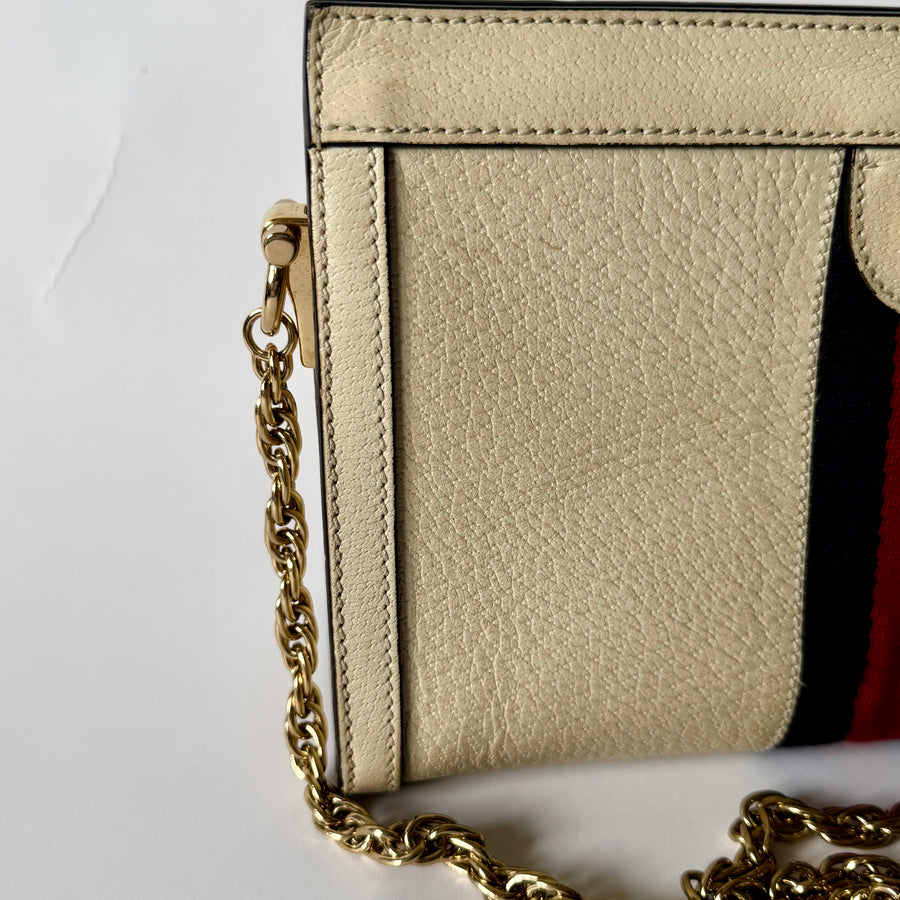 GUCCI GG Ophidia Small Shoulder Bag, Mystic White (Cream) Calfskin Leather