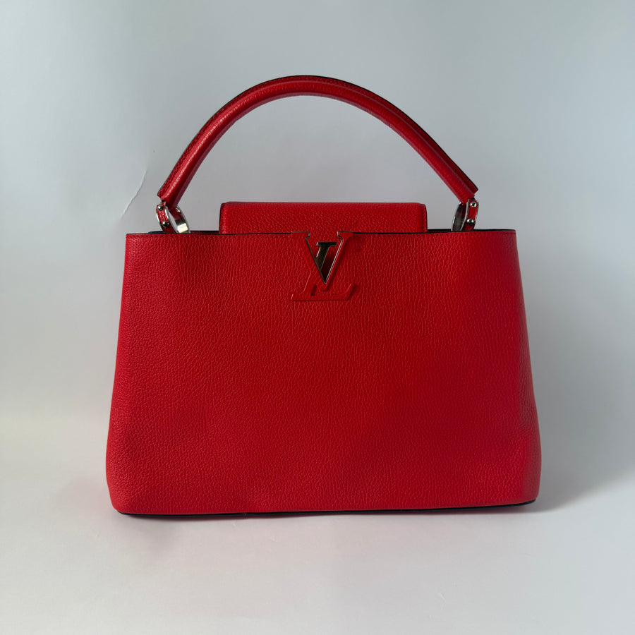 LOUIS VUITTON Taurillon Capucines MM Coquelicot