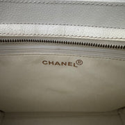 Chanel Vintage CC Lock Tote Caviar Medium White Leather