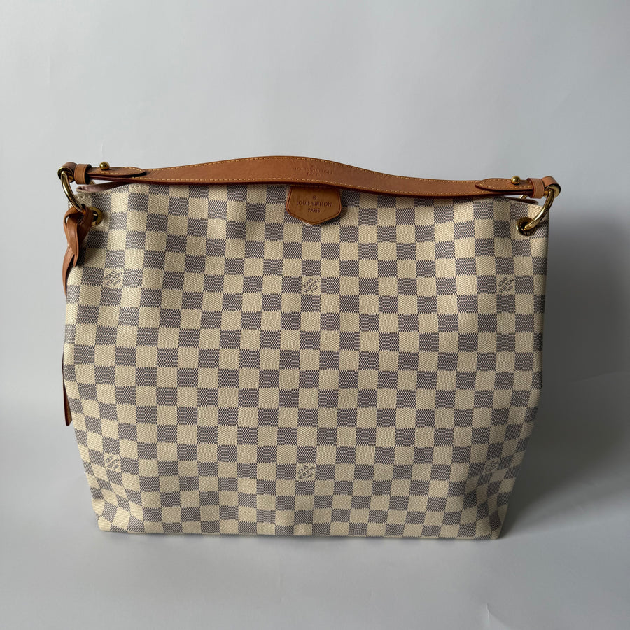 LOUIS VUITTON Damier Azur Graceful MM Rose Ballerine