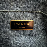 PRADA Denim Canapa Logo Tote Bleu