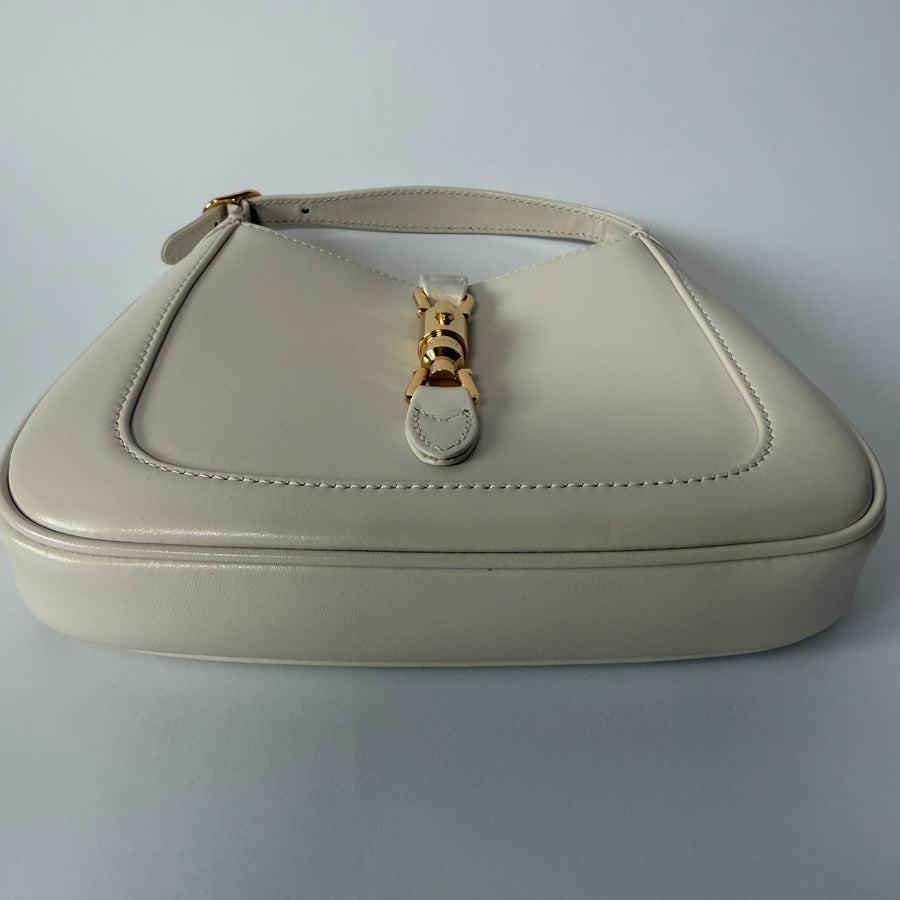 GUCCI White Smooth Leather Jackie 1961 Mini Shoulder Bag