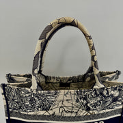 CHRISTIAN DIOR Canvas Embroidered Around The World Book Large Tote Blue