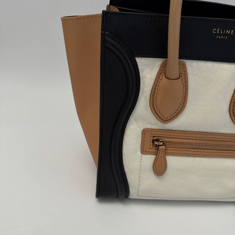 CELINE  Micro Tricolor Calfskin Luggage Tote