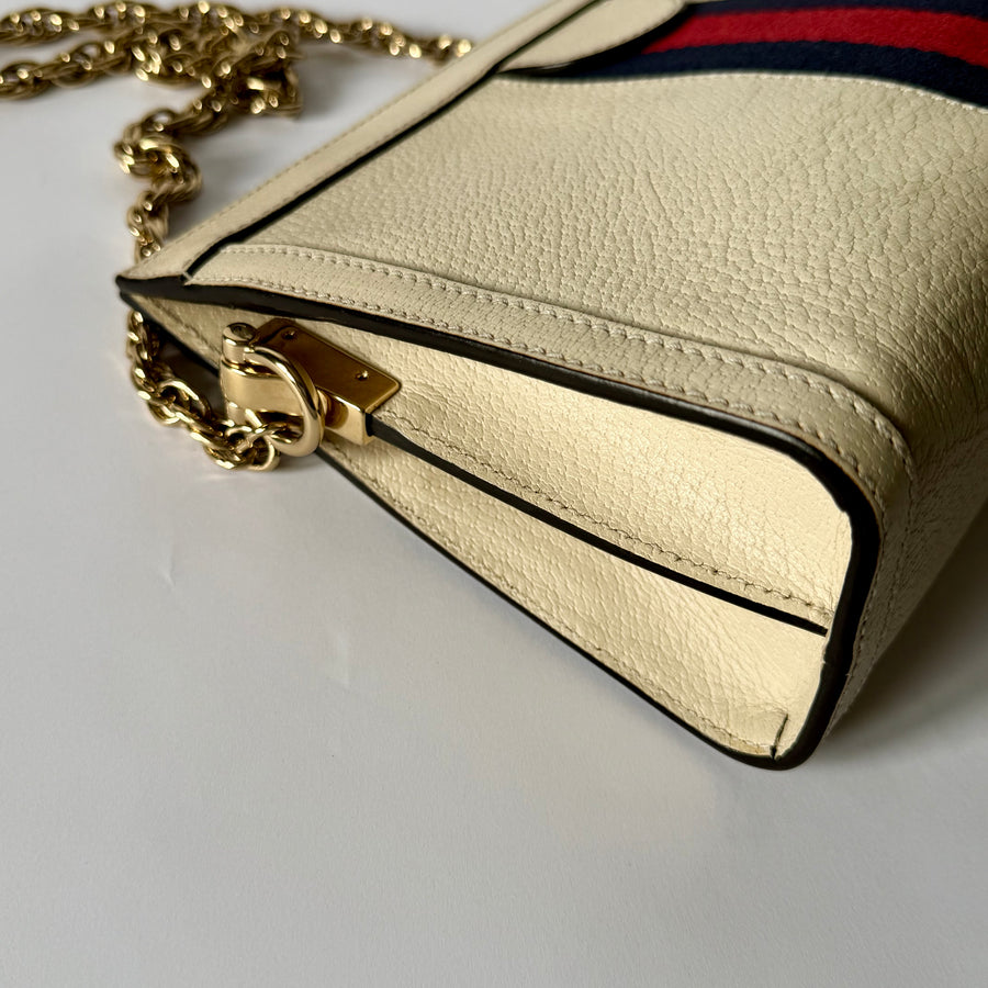 GUCCI GG Ophidia Small Shoulder Bag, Mystic White (Cream) Calfskin Leather