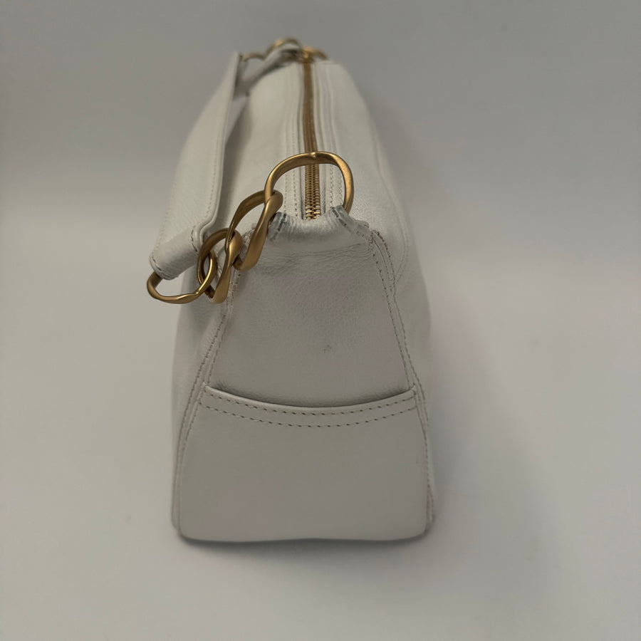 CHANEL Calfskin Timeless CC Shoulder Bag, White