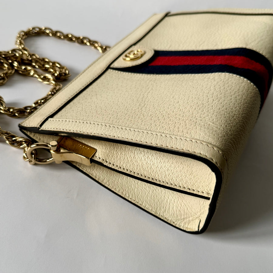 GUCCI GG Ophidia Small Shoulder Bag, Mystic White (Cream) Calfskin Leather