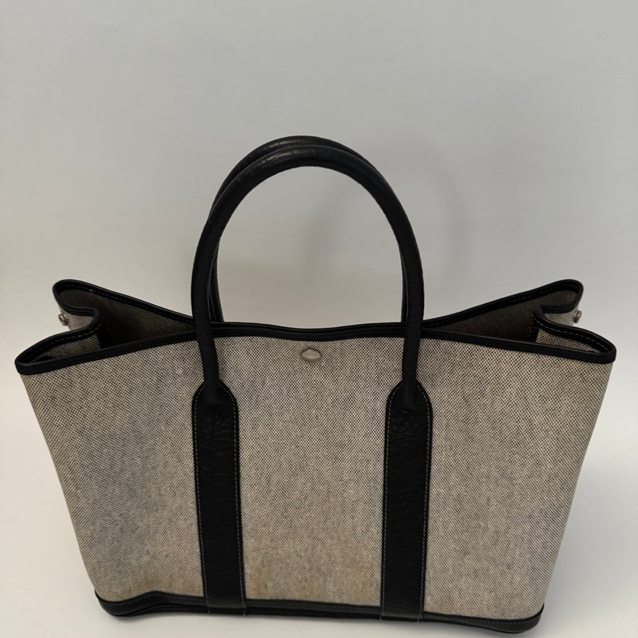 HERMES Toile Negonda Garden Party 36 MM Tote Black Ecru