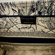 CHRISTIAN DIOR Canvas Embroidered Around The World Book Large Tote Blue