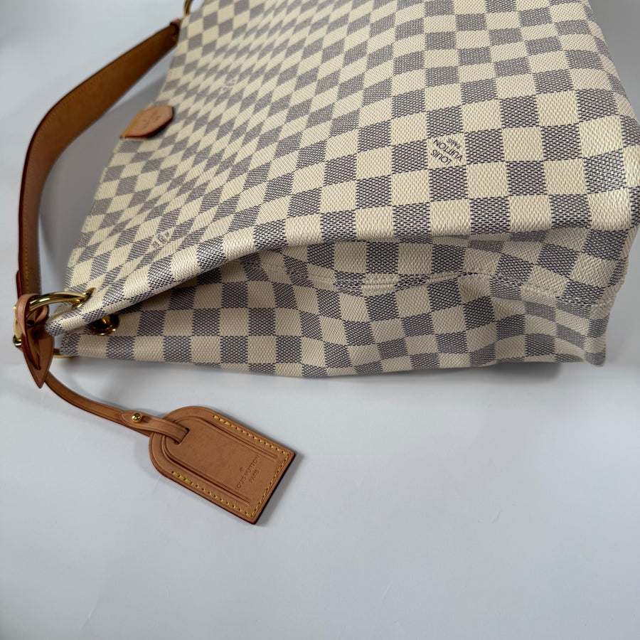 LOUIS VUITTON Damier Azur Graceful MM Rose Ballerine